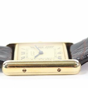 Cartier カルティエ マストタンク SV925 総重量17.2g ローマン 白文字盤 クォーツ 腕時計 社外ベルト 4450-HAの画像3