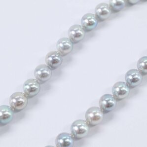 本真珠 パール グレー系 ネックレス 留め具 シルバー 約7.0-7.9ｍｍ珠 アクセサリー ケース付き 4153-Aの画像6