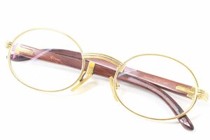 Cartier Cartier wood Temple × Gold color toliniti140b 53*22 glasses glasses times equipped rare goods 4678-N