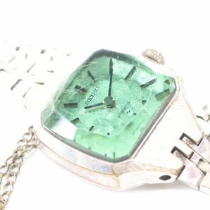 SEIKO セイコー 17-335A 手巻き 20石 カットガラス グリーン エメラルド レディース ブレスレット 腕時計 ジャンク 4656-HAの画像9