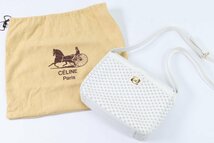 CELINE セリーヌ レザー ショルダーバッグ 斜め掛け バッグ ホワイト 白 ヴィンテージ レディース 鞄 カバン 4667-Y_画像1