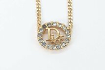 Christian Dior クリスチャンディオール ラインストーン ロゴ ネックレス アクセサリー ゴールドカラー ヴィンテージ 4742-N_画像2