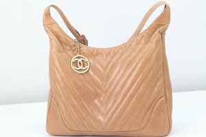 CHANEL シャネル ココマーク Vステッチ ワンショルダー バッグ 肩掛け 鞄 ブラウン 茶色 ゴールド金具 4886-HA