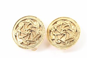 CHANEL Chanel earrings round here Mark Gold color lady's Vintage accessory 4882-B