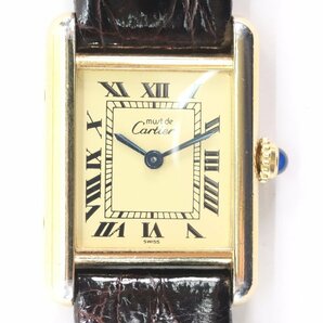 Cartier カルティエ マストタンク SV925 総重量17.2g ローマン 白文字盤 クォーツ 腕時計 社外ベルト 4450-HAの画像1