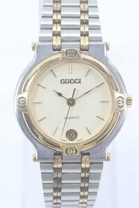 GUCCI グッチ 9000M クォーツ デイト メンズ 腕時計 コンビカラー 4174-HA