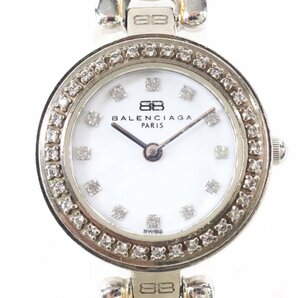BALENCIAGA バレンシアガ ラインストーン クォーツ レディース 腕時計 シルバーカラー 4702-Nの画像1