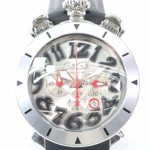 GaGa MILANO ガガミラノ MM48 MANUALE マヌアーレ クロノグラフ クォーツ デイト メンズ 腕時計 稼働品 4817-HAの画像1