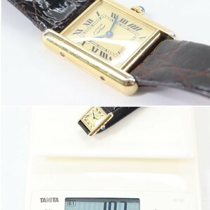 Cartier カルティエ マストタンク SV925 総重量17.2g ローマン 白文字盤 クォーツ 腕時計 社外ベルト 4450-HAの画像10