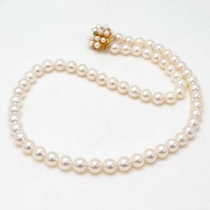 豪華!!美品!!エメラルド付き!!＊K14アコヤ本真珠ネックレス＊a 30.6g 43.0cm 6.5~7.0mm pearl emerald jewelry necklace EA1/EA4の画像5