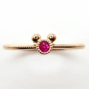 ソーティング付き!!＊Disney(ディズニー)K18天然ルビーリング＊a 約1.6g 約9.0号 約0.03ct ruby jewelry ring 指輪 EA5/EA5の画像3