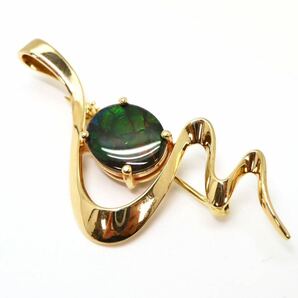 ＊K18 天然アンモライトブローチ＊a 約5.8g ammolite 遊色効果 broach jewelry ED8/EDの画像3