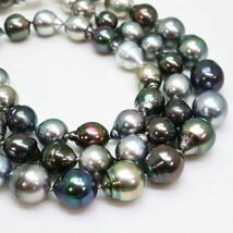 ＊南洋黒蝶真珠ロングネックレス＊a 約93.7g 約85.5cm 8.0~11.0mm パール pearl jewelry necklace accessory silver_画像1