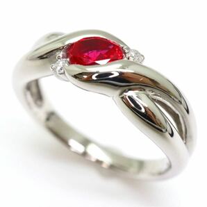 ＊CrescentVert(クレサンベール)Pt900ルビー/天然ダイヤモンドリング＊a 約6.0g 12.0号 ruby diamond jewelry ring 指輪 EB8/EC3の画像2