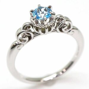 良品!!ソーティング付き!!＊K.uno(ケイウノ)Disney K18WG天然ブルートパーズリング＊a 3.8g blue topaz jewelry ring シンデレラ EB4/EB4