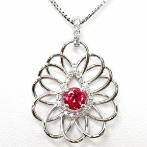 ソーティング付き!!＊Pt900/Pt850天然レッドスピネル/天然ダイヤモンドペンダント＊a 5.5g red spinel diamond jewelry pendant EC1/E