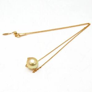 ＊K18南洋ゴールデンパールペンダントネックレス＊a 約4.4g golden pearl pendant necklace jewelry EB0/EB2の画像6