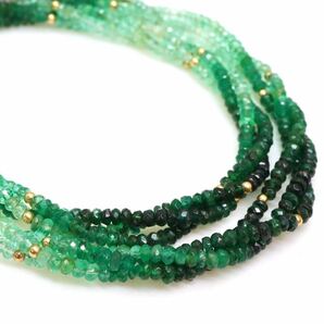 ＊K18天然エメラルド3連ネックレス＊a 約16.4g 約46.0cm emerald necklace jewelry EB3/EB5の画像1