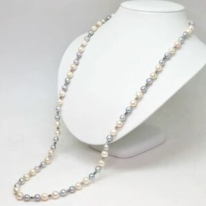 ＊アコヤ本真珠ロングネックレス＊a 約62.1g 約81.0cm 約7.0~8.0mm 大珠 あこや パール pearl long necklace jewelry silver DA3/DA3の画像2