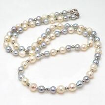 ＊アコヤ本真珠ロングネックレス＊a 約62.1g 約81.0cm 約7.0~8.0mm 大珠 あこや パール pearl long necklace jewelry silver DA3/DA3_画像3