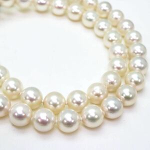 良品!!＊アコヤ本真珠ネックレス＊a 約35.2g 約42.0cm 約7.5~8.0mm 大珠 あこや パール pearl necklace jewelry silver DD0/DF0