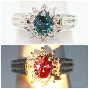 良品!!＊CrescentVert(クレサンベール)Pt900アレキサンドライト/天然ダイヤモンドリング＊b 8.2g 13号 diamond jewelry 指輪 ring ED4/EE5