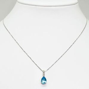 良品!!＊K18WG天然ブルートパーズ/天然ダイヤモンドペンダント＊b 約2.3g 約40.0cm blue topaz diamond jewelry necklace pendant EA6/EA6の画像5