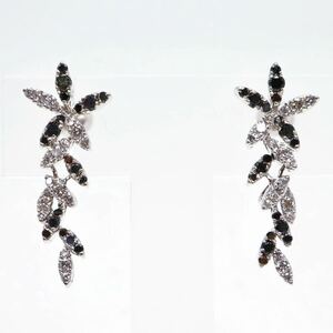 豪華!!1.00ct up!!＊K14WG天然ダイヤモンド/天然ブラックダイヤモンドイヤリング＊b 約7.5g black diamond pierce earring jewelry EE9/EF2