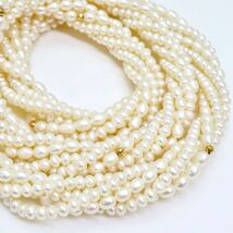 ＊本真珠6連ロングネックレス＊b 約125.3g 約77.0cm パール pearl necklace jewelry silver DC0/DC0_画像1