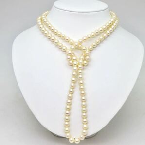 良品!!＊アコヤ本真珠ロングネックレス＊b 約91.2g 約109.0cm 約7.0~8.0mm 大珠 あこや pearl long necklace jewelry silver DE0/DH0の画像3