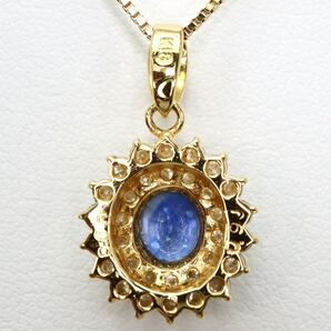 ソーティング付き!!＊K18天然サファイア/天然ダイヤモンドペンダント＊b 約4.3g 約45.0cm sapphire diamond pendant jewelry EF1/ZZの画像6