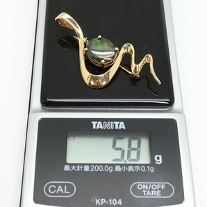 ＊K18 天然アンモライトブローチ＊a 約5.8g ammolite 遊色効果 broach jewelry ED8/EDの画像9