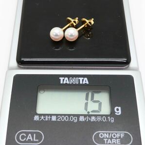 美品!!＊MIKIMOTO(ミキモト)K18アコヤ本真珠ピアス＊a 1.5g 6.0mm珠 あこや pearl pierce jewelry DC7/DF7の画像7