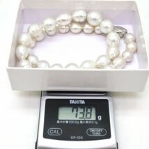 大珠!!＊南洋白蝶真珠ネックレス＊a 73.8g 45.5cm 9.0~13.5mm South Sea pearl jewelry necklace silver DD0/EA8_画像8