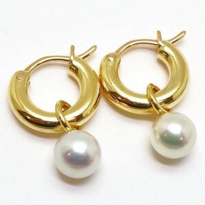 美品!!高品質!!＊MIKIMOTO(ミキモト)K18アコヤ本真珠ベビーパールフープピアス＊a 3.3g 5.0mm珠 あこや pearl pierce jewelry EB6/EB9の画像1