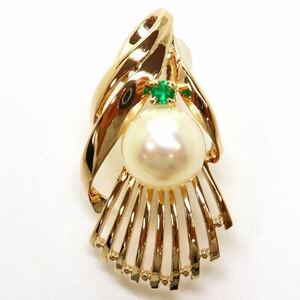 良品!!＊TASAKI(田崎真珠)K14アコヤ本真珠/天然エメラルドペンダントトップ＊a 約3.0g パール pearl emerald jewelry pendant EA6/EA7