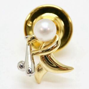 ＊MIKIMOTO(ミキモト)K18/Pt950アコヤ本真珠ピンブローチ＊a 約3.1g pearl パール accessory broach jewelry tiepin baseball EA2/EA2
