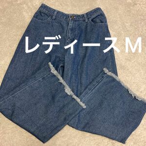 レディース M パンツ ジーンズ ワイドパンツ デニム 普段着 ズボン 長ズボン カジュアル 中学生 BLUE strive