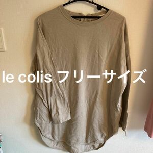 le colis レディース フリーサイズ 長袖 ワンピース ベージュ ロンＴ 薄手スウェット トップス コットン