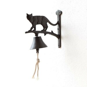  bell doorbell garden entranceway gardening accessory cat ornament objet d'art iron retro antique iron cat bell 