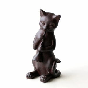 猫 ネコ ねこ 置物 おしゃれ オブジェ かわいい 楽器 小物 贈り物 ネコグッズ 置き物 玄関 アンティーク風 ネコのオブジェ クラリネット