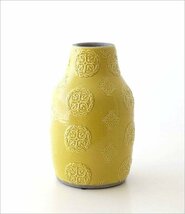 フラワーベース 花瓶 陶器 花器 おしゃれ かわいい アンティーク 花入れ 陶器のフラワーベース イエロー 送料無料(一部地域除く) sik6277_画像5