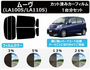 【ノーマルスモーク透過率5％】ダイハツ ムーヴ (LA100S/LA110S) カット済みカーフィルム リアセット