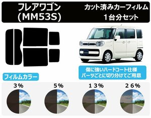 【ノーマルスモーク透過率13％】 マツダ フレアワゴン MM53S カット済みカーフィルム リアセット