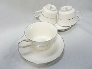 Noritake アイボリーチャイナ 3客 カップ＆ソーサー SORRENTO 7565 LORELEI 7541 セット ホワイト シルバー