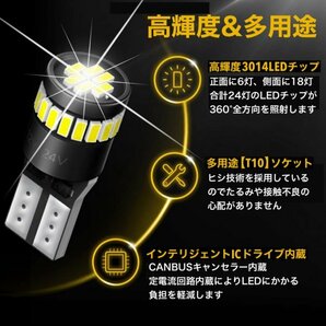 T10 T16 LED バルブ 4個 爆光 24連 12V 6000K ホワイト CANBUS キャンセラー ポジション ナンバー灯 メーター パネル球 明るい 車検対応の画像3