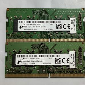 MICRON ノートパソコン用 DDR4-2666mhz 8GB 1R x 8 MTA8ATF1G64HZ-2G6E1/ 2個セット/新品バルク品/ネコポス配送の画像1