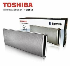 TOSHIBA ポータブル Bluetooth4.0 スピーカーTY-WSP61 内蔵マイク搭載 ワイヤレススピーカー　ポーチ・ストラップ付き シルバー /新品
