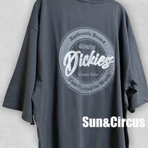 メンズ大きいサイズ6L Dickies サークルロゴ 半袖Tシャツ グレー_画像2