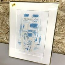 【真作】シルクスクリーン・リトグラフ版画 津田耕 ショッピング shopping 直筆サイン KO TSUDA 額装 絵画 壁掛け 40×50cm N58_画像1